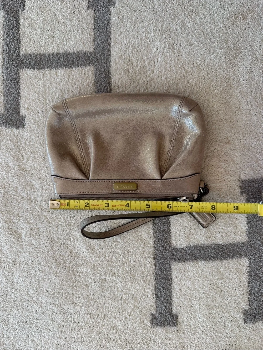 Coach Metallic Taupe Leather Wristlet y2k Coach